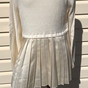 NWT August Silk Knit Sweater LG Ivory w/Pleat NEW!